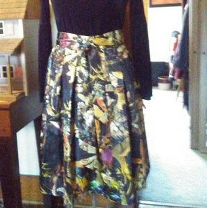 Tafata Metalic Print Skirt